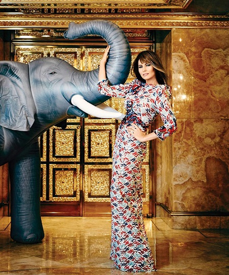 Melania pose elephant