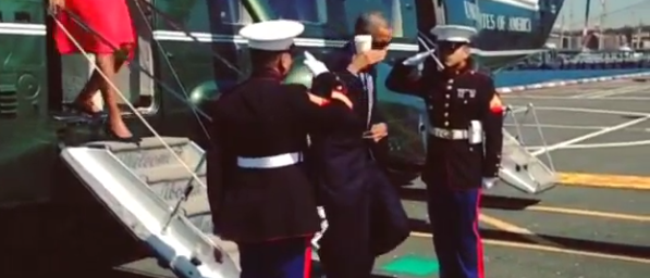 Obama Salutes Marines With Coffee Cup - Truth And Action