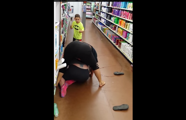 Shock Video: Woman Asks Her Child To Assist In Savage Brawl at Walmart