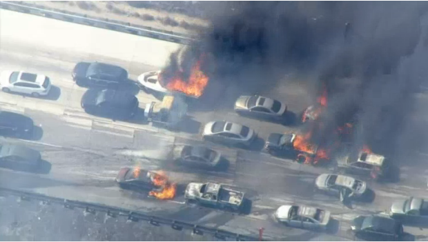 California Wildfires Jump Highway Setting Trapped Cars Ablaze, Evacuations Ordered