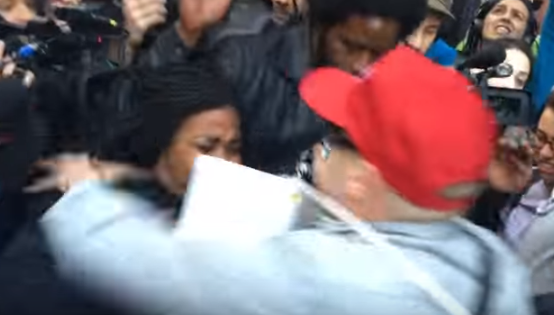 Anti-Trump Protestors Forcibly Remove Supporter, Almost Push Him Onto Man In Wheelchair