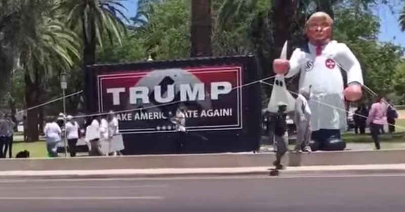 Protestors Create ‘Grand Wizard’ Trump Float for Phoenix Rally