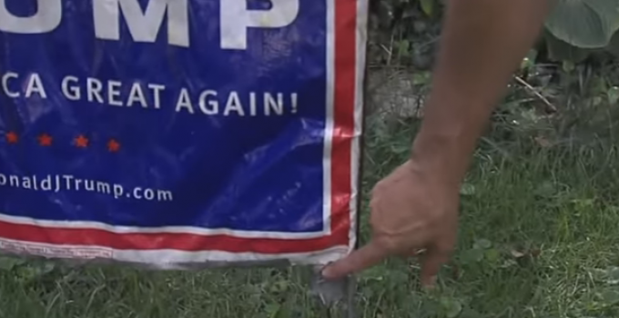 Man Sets Up Booby Trap for Trump Sign with Hilarious Results