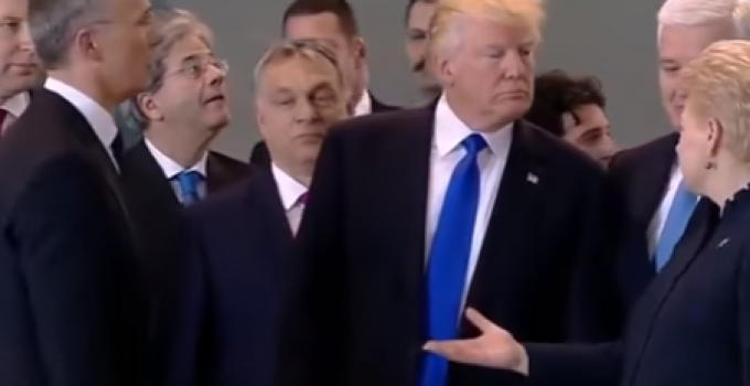 False Narrative: Trump Shoves His Way to Front of NATO Photo