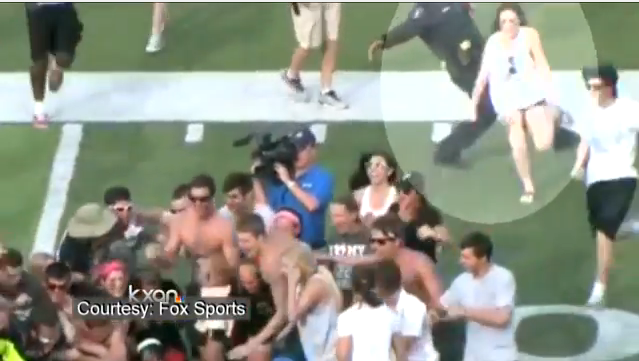 Psycho Cop Shoving, Tripping Students Celebrating Soccer Victory